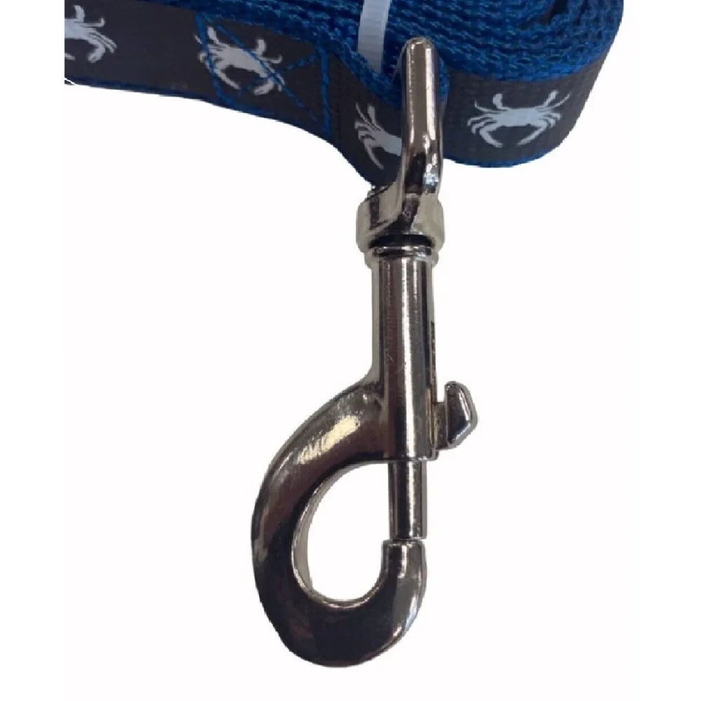 Blue / Grey Crab Reflective 6 Foot Heavy Duty Dog Leash - NEW Fast Ship